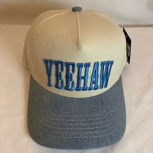 C.C Beige and Blue Embroidered Cap Yeehaw